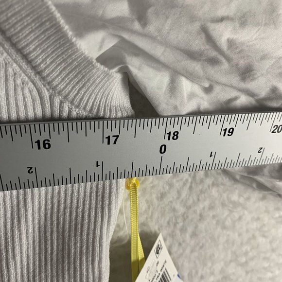 CeCe Sweater Women's XL Ultra White Puff Sleeve Ribbed Pullover Scoop Neck S7904 - Picture 7 of 8